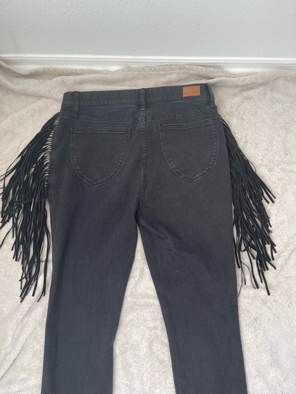 Judy Blue Western Skinny Fit Black Charcoal Fringe Women’s Jeans Size 13/31 - Picture 10 of 13